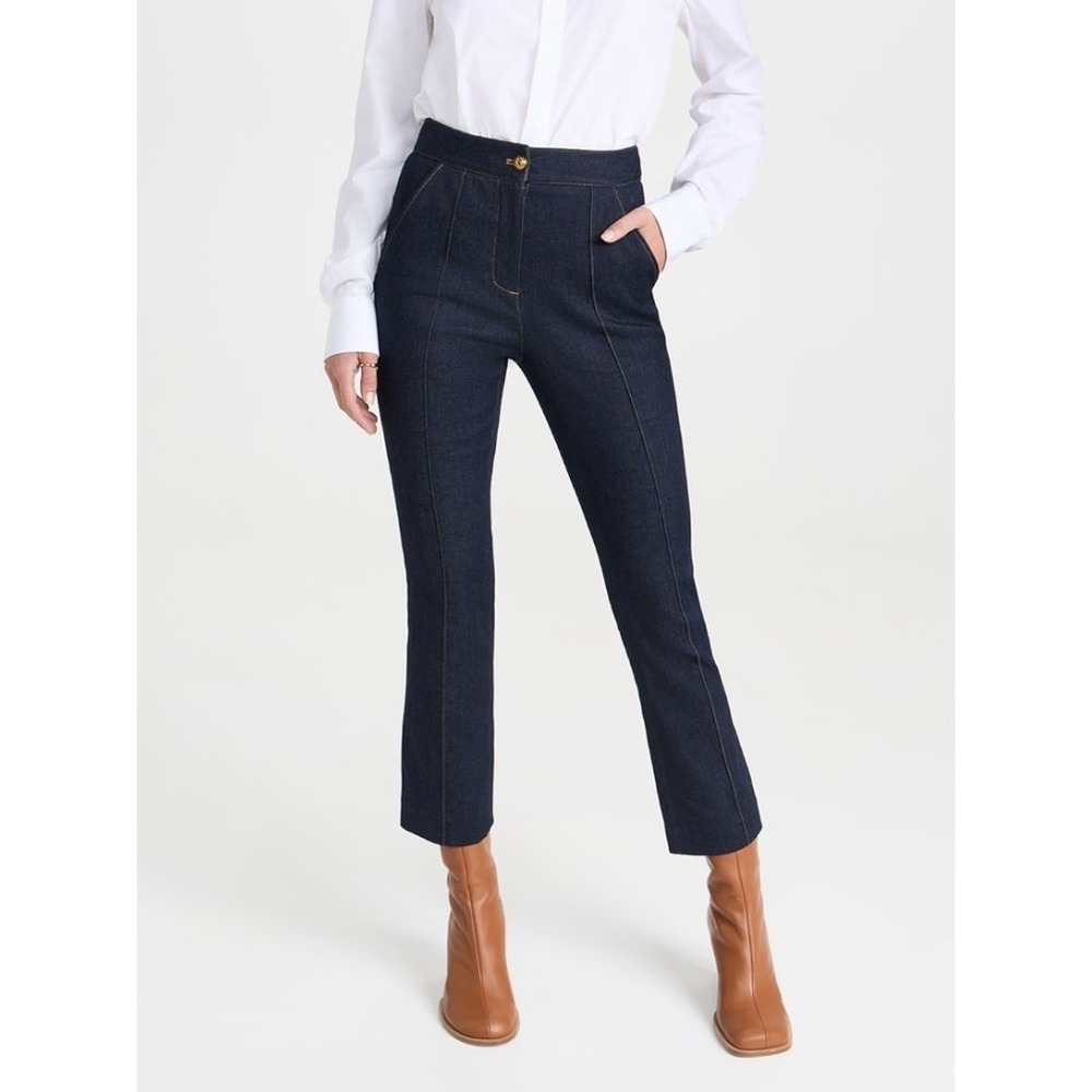 Veronica Beard Kimra Pants Womens 12 Dark Oxford Crop Stretch High‎ Rise